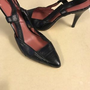 Tahari sling back pumps 6.5 black kitten heals